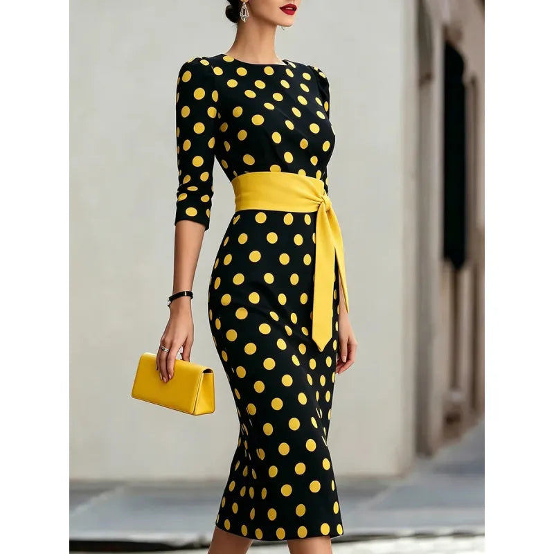Polka Dot Belted Midi Dress — image 2