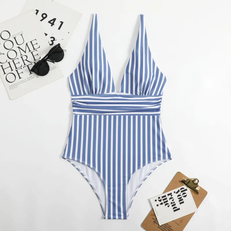 Striped Stretch One Piece Swimsuit — image 3