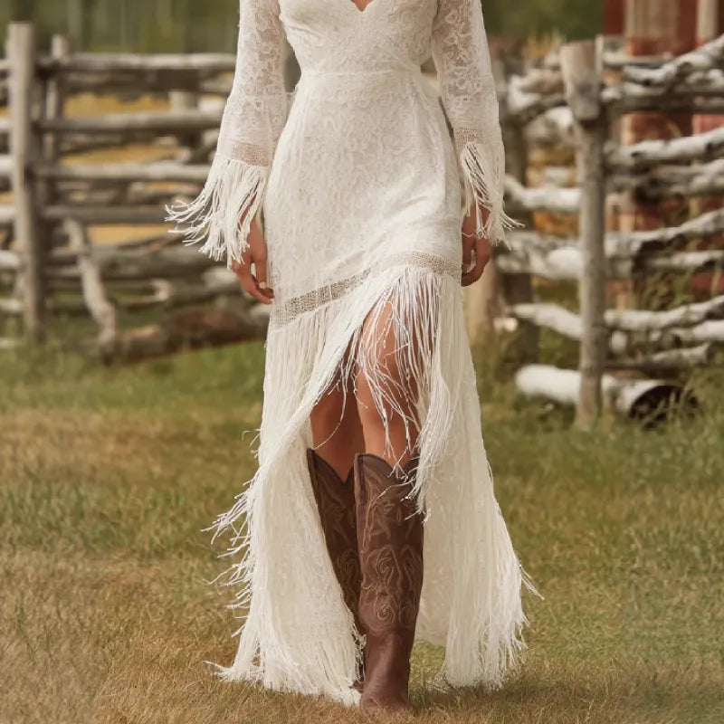 Lace Boho Tassel Maxi Dress — image 6