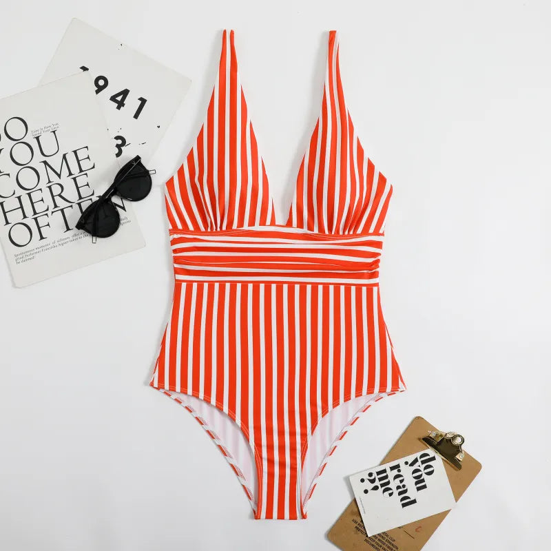 Striped Stretch One Piece Swimsuit — image 2