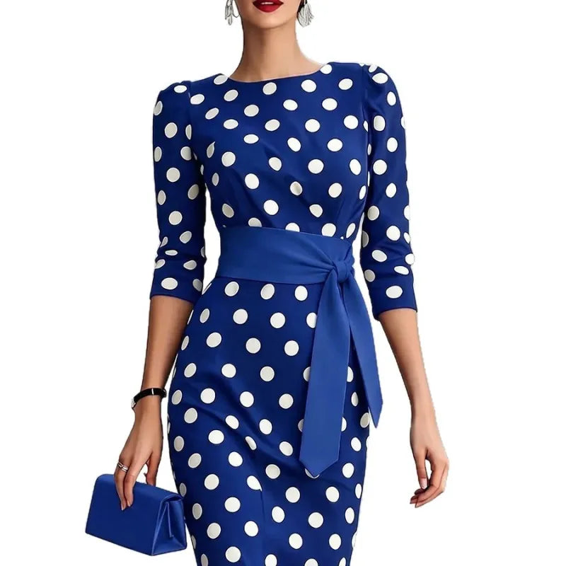 Polka Dot Belted Midi Dress — image 5