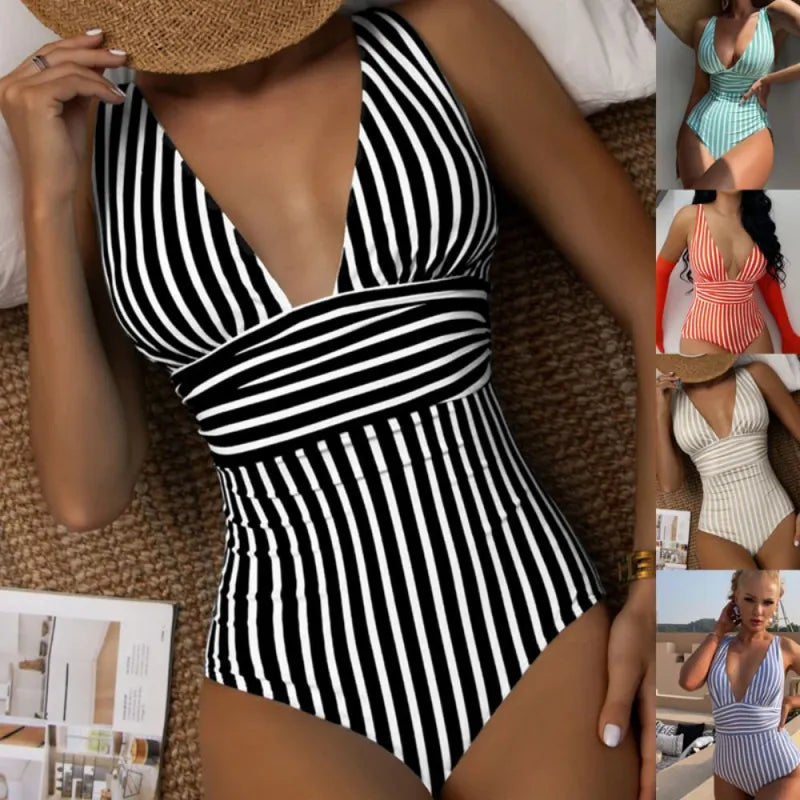 Striped Stretch One Piece Swimsuit — image 5