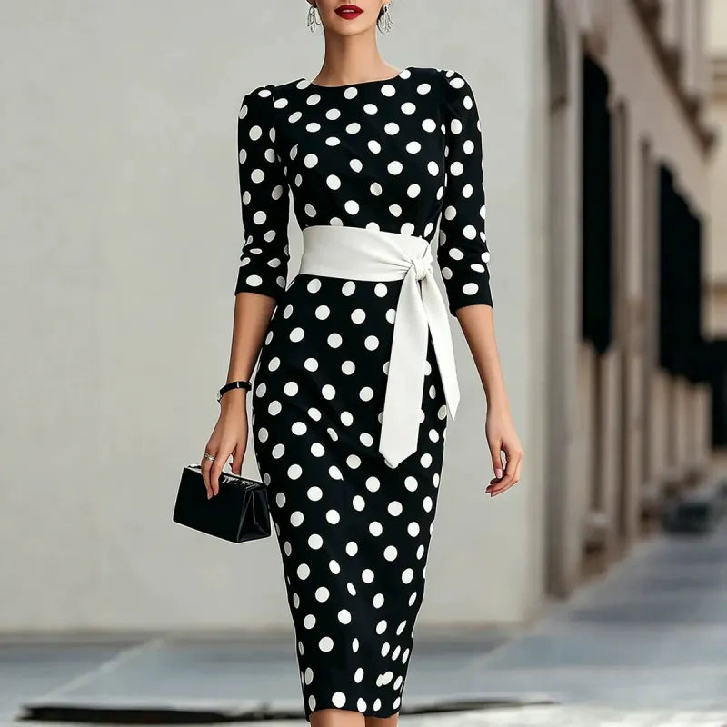 Polka Dot Belted Midi Dress — image 6