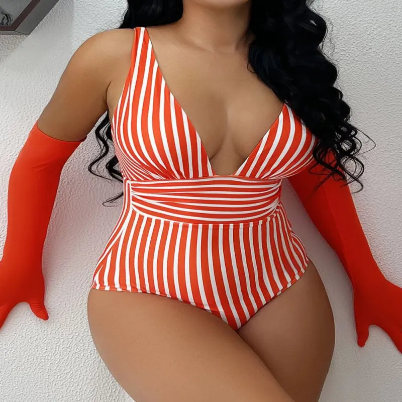Striped Stretch One Piece Swimsuit — image 4